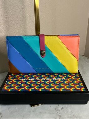 Kurt Geiger London Kensington soft leather Rainbow Diagonal wallet (NWOTs)